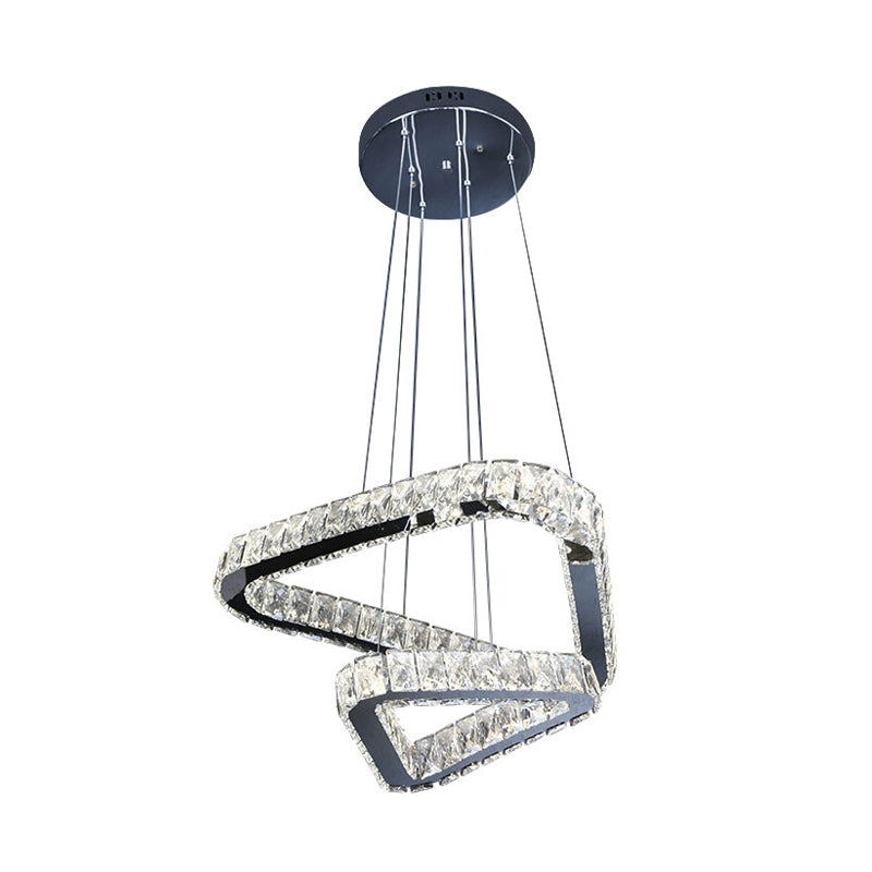 Lámpara colgante de LED minimalista de lámpara de araña de triángulo de cristal en níquel