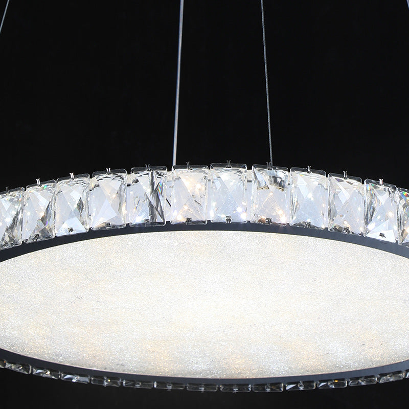 Accesorio de iluminación de araña redonda de cristal LED contemporáneo de níquel LED Luz de techo