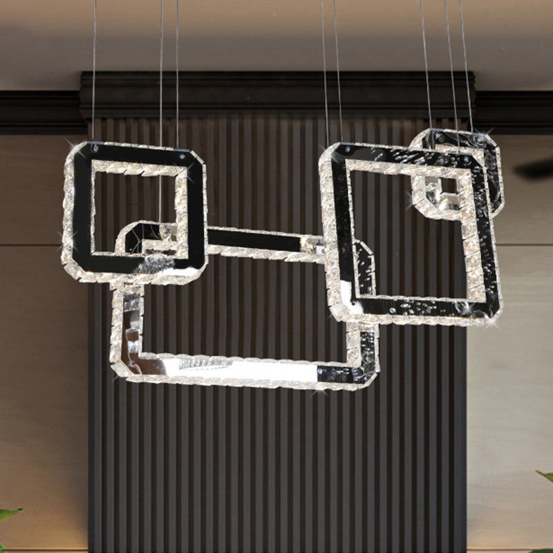 Square Crystal Cluster Pendelleuchte minimalistische LED schwarze Hanglampe Kit für Living ROM
