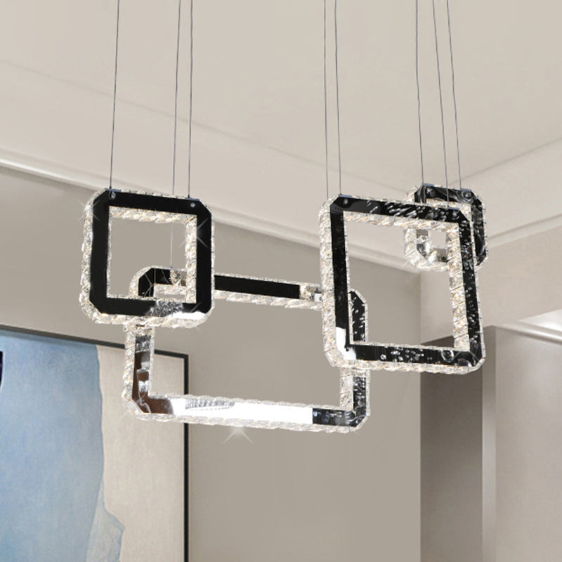 Square Crystal Cluster Pendelleuchte minimalistische LED schwarze Hanglampe Kit für Living ROM