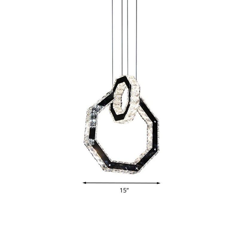 Luz de la lámpara de cristal de polígono LED Minimalista LED Black Colgante de iluminación de iluminación