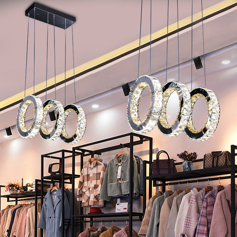 Runde Wohnzimmer Cluster Anhänger Kristall führte zeitgemäße Beleuchtung in Schwarz