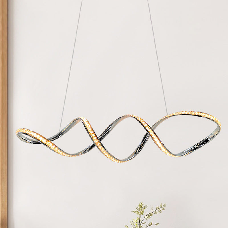 Twist Hanging Kronleuchter moderner Kristall LED Esszimmer Anhänger Beleuchtung in Chrom, warm/weißes Licht