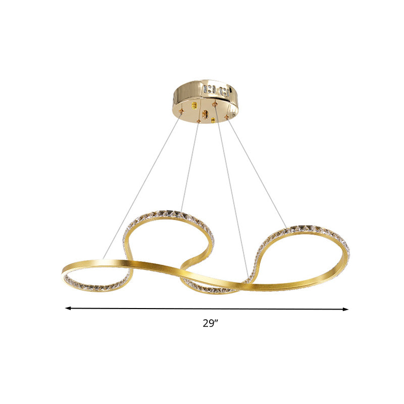 Gold Twist Kronleuchter Beleuchtung minimalistischer LED -Kristalldecke Anhänger Licht für Esszimmer in warmem/weißem Licht