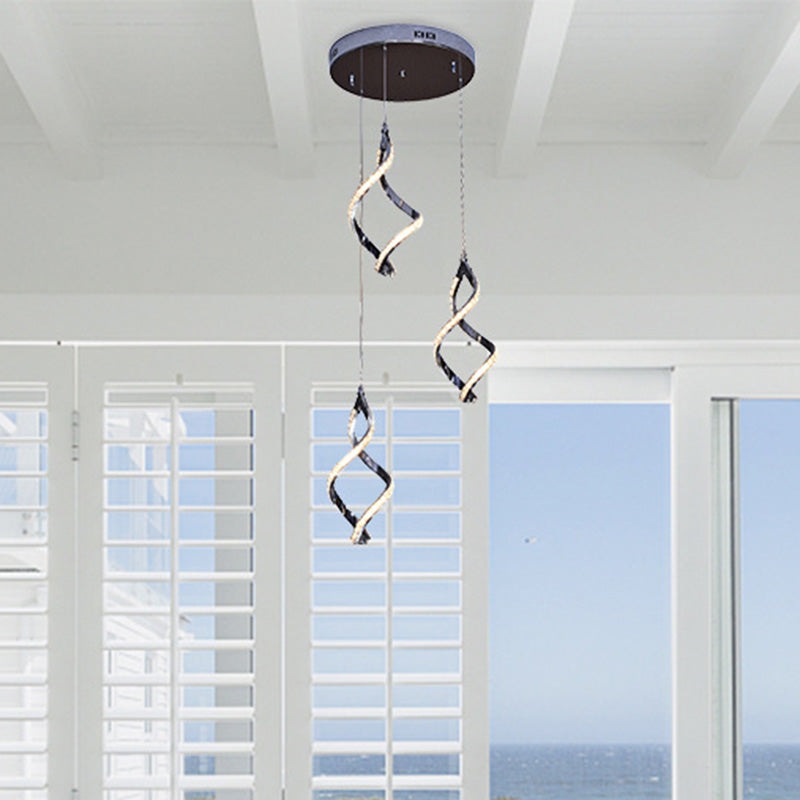 Colgante de clúster en forma de níquel Estilo moderno 3 luces 3 luces de cristal iluminación con luz cálida/blanca