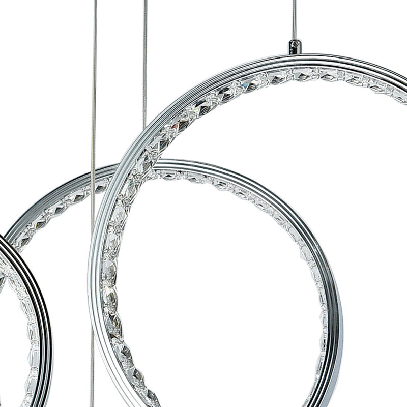 Circle Crystal Cluster Light Minimalista 9 luces Kit de lámpara colgante de níquel en luz cálida