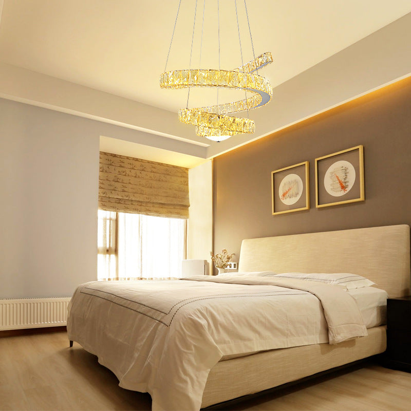 Chrom -Spiral -Kronleuchter -Beleuchtungsbestand