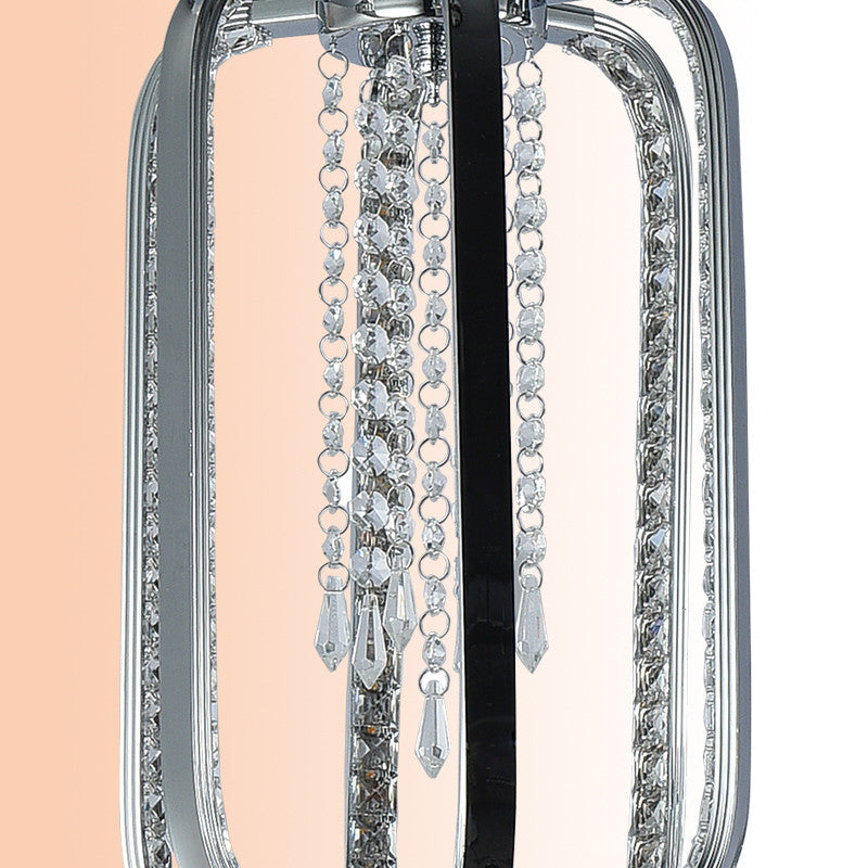 Lámpara colgante de cilindro minimalista Cristal 8 "/16" Lámpara de techo de dormitorio LED de ancho en plata para dormitorio