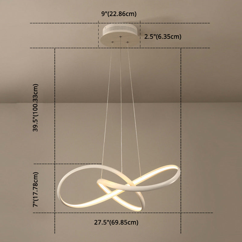 Contemporary Style Minimalism LED Line Light Aluminum Lamp Body Living Room Lighting Fixture with 39.3" Adjustable Hanging Wire