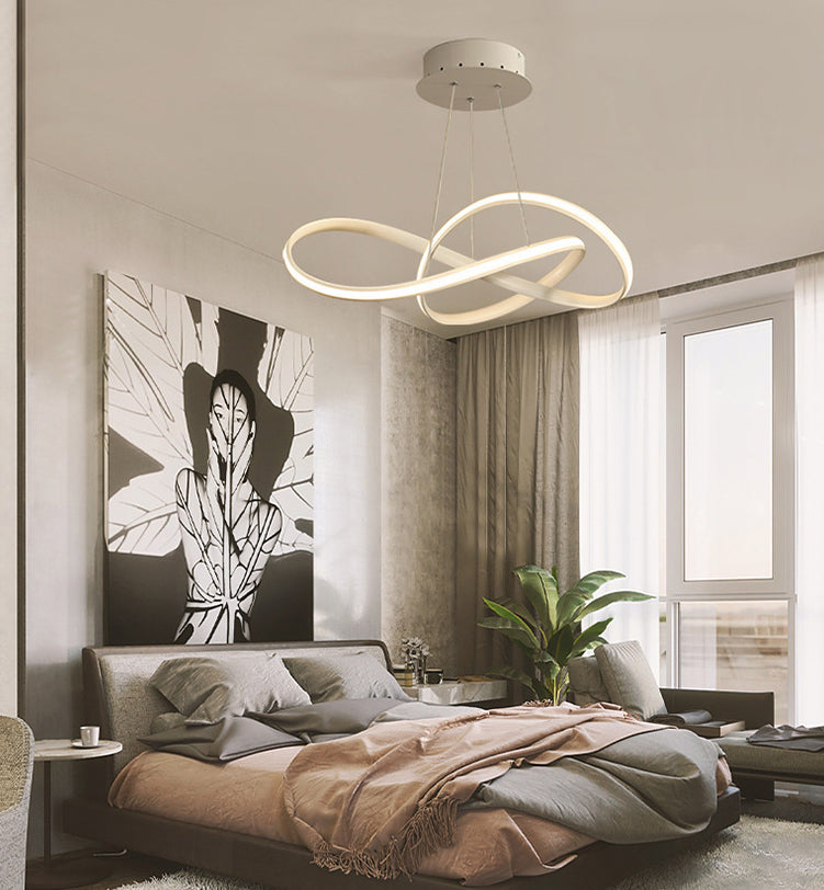 Contemporary Style Minimalism LED Line Light Aluminum Lamp Body Living Room Lighting Fixture with 39.3" Adjustable Hanging Wire