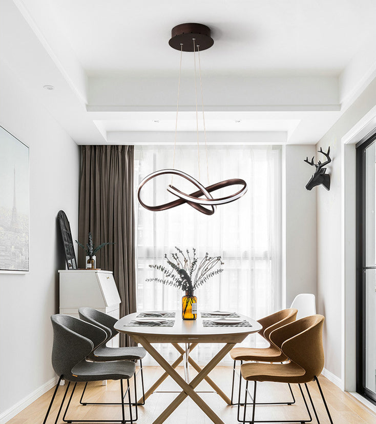 Contemporary Style Minimalism LED Line Light Aluminum Lamp Body Living Room Lighting Fixture with 39.3" Adjustable Hanging Wire