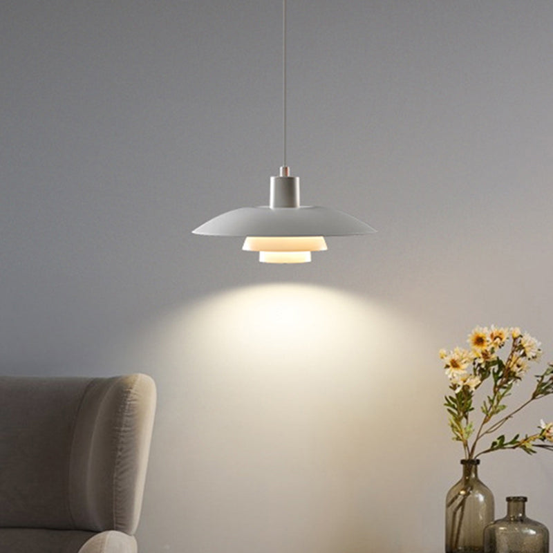 15 Inches Wide Nordic Style Simplicity Hanging Light Single Bulb UFO Shaped Creative Suspension Lamp in Pure White