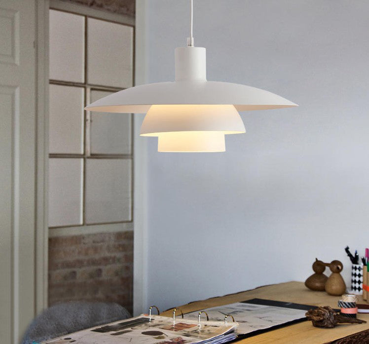 15 Inches Wide Nordic Style Simplicity Hanging Light Single Bulb UFO Shaped Creative Suspension Lamp in Pure White