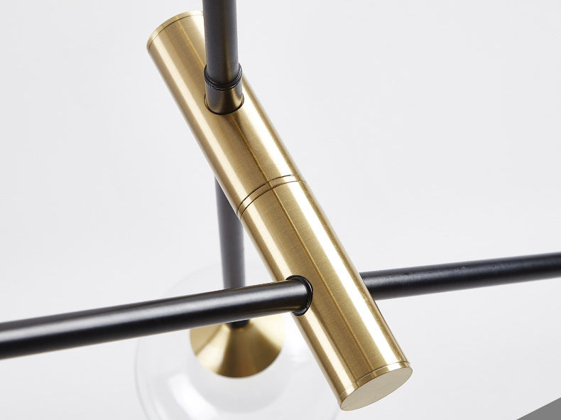 Modern Metal Hanging Chandelier Light Glass Shade Ceiling Chandelier in Black for Living Room