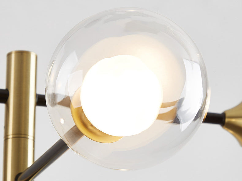 Modern Metal Hanging Chandelier Light Glass Shade Ceiling Chandelier in Black for Living Room