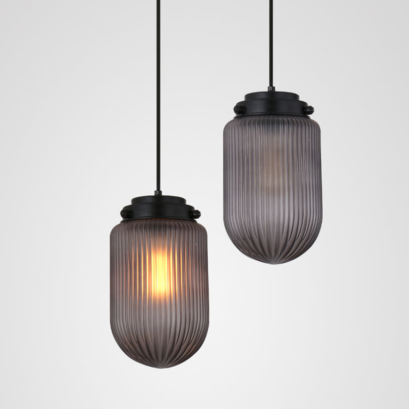 Rippenglas ovaler Anhängerlampe postmoderne 1-Licht-Deckenleuchte für Esszimmer