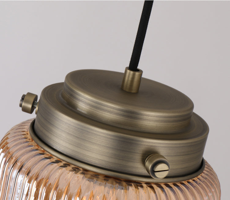 Rippenglas ovaler Anhängerlampe postmoderne 1-Licht-Deckenleuchte für Esszimmer