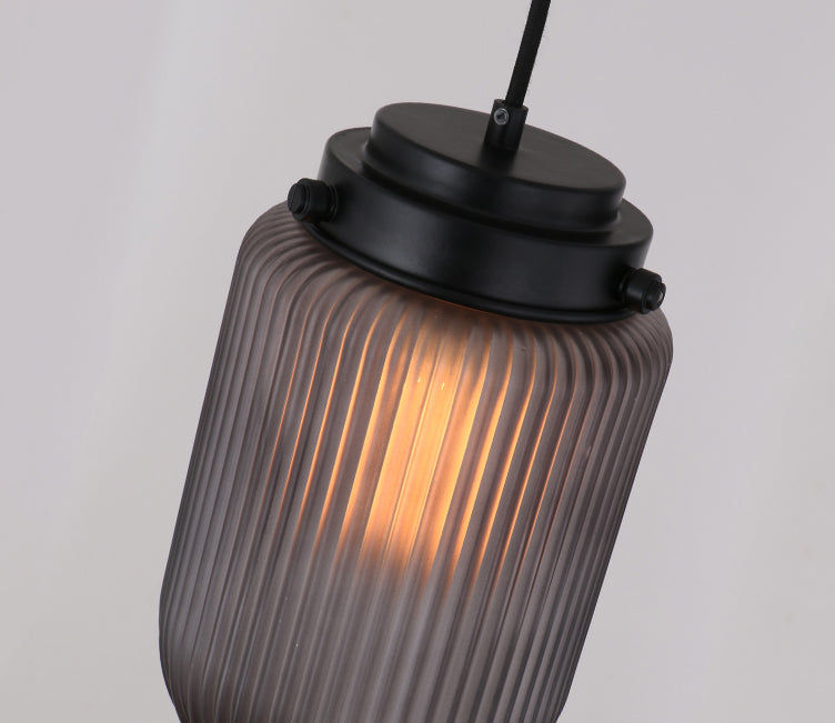 Rippenglas ovaler Anhängerlampe postmoderne 1-Licht-Deckenleuchte für Esszimmer