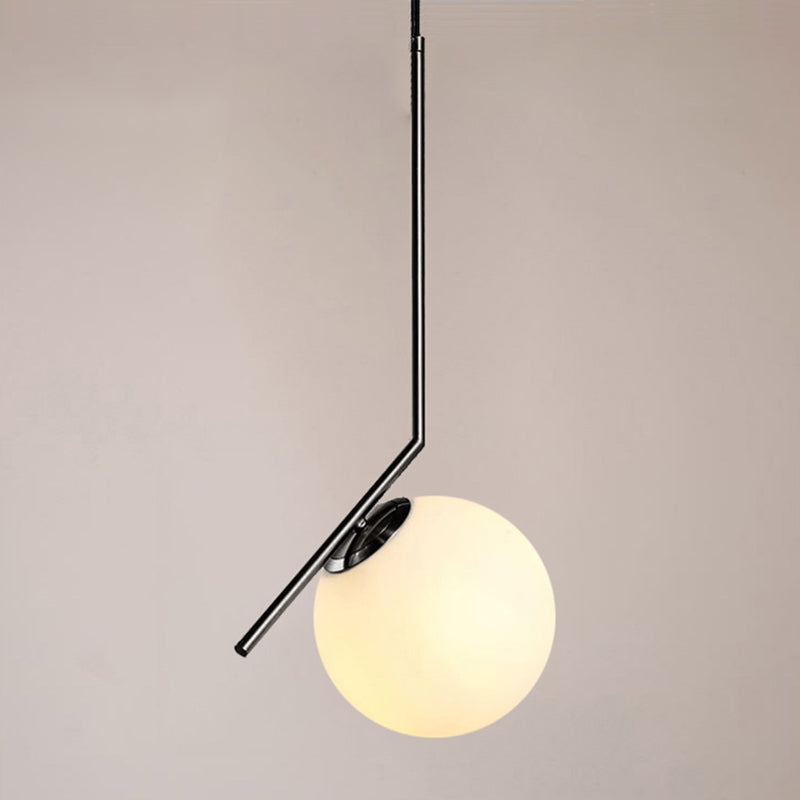Cream Glass Globe Suspension Lamp Minimalist 1 Head Pendant Light Fixture for Restaurant