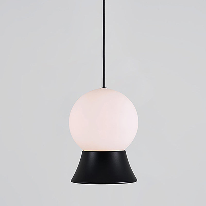 Mini Ball LED Coste Simplicidad White Glass 1 Bulbo Cena colgando Luz en negro