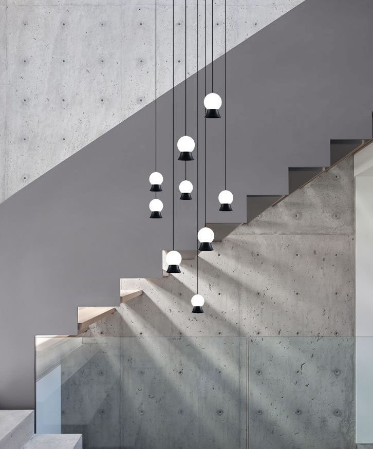 Mini Ball LED Coste Simplicidad White Glass 1 Bulbo Cena colgando Luz en negro