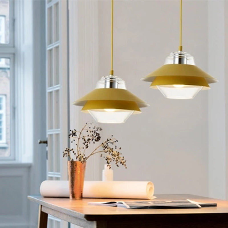 Luz de colgante de 3 tono Macaron vidrio transparente 1 comedor de bombilla accesorio de lámpara colgante