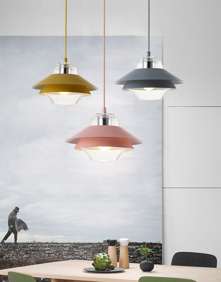 Luz de colgante de 3 tono Macaron vidrio transparente 1 comedor de bombilla accesorio de lámpara colgante