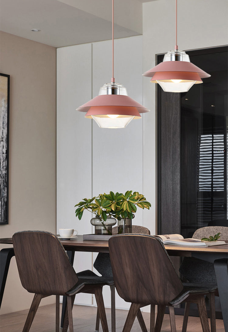 Luz de colgante de 3 tono Macaron vidrio transparente 1 comedor de bombilla accesorio de lámpara colgante