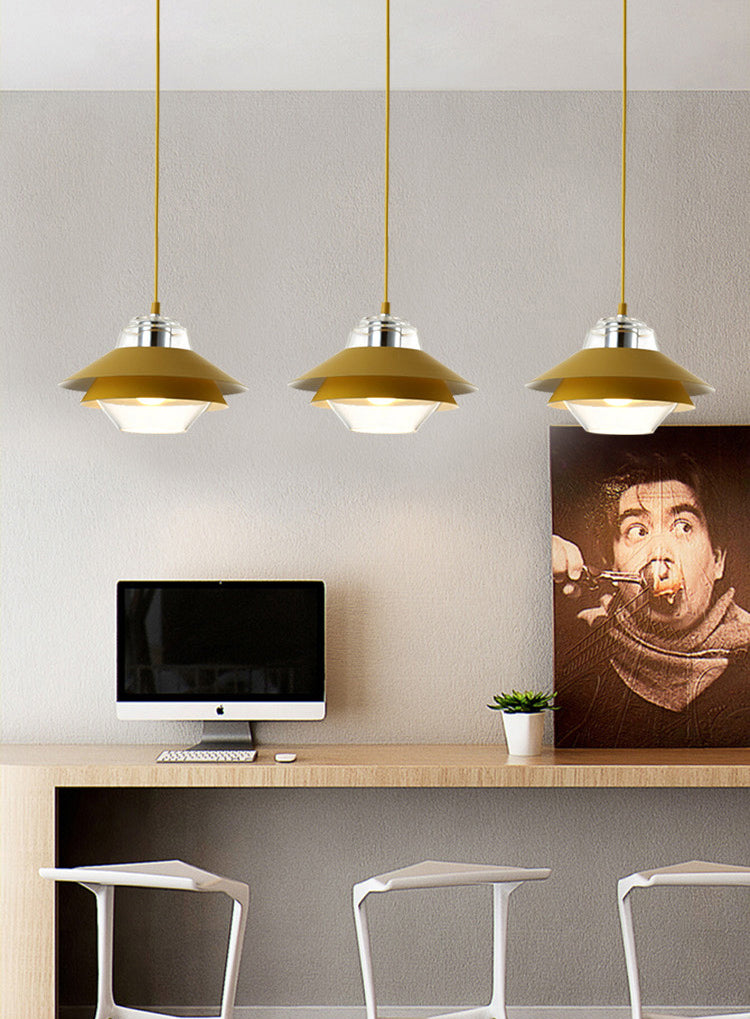 Luz de colgante de 3 tono Macaron vidrio transparente 1 comedor de bombilla accesorio de lámpara colgante