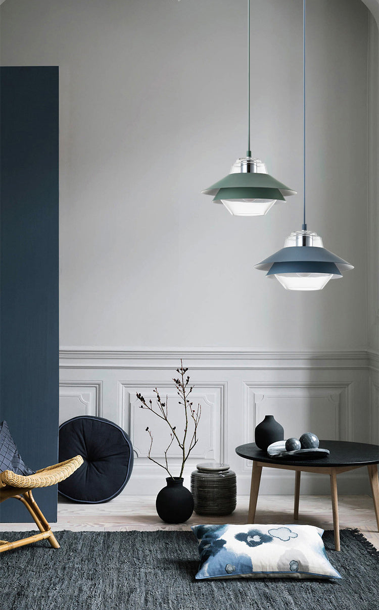 Luz de colgante de 3 tono Macaron vidrio transparente 1 comedor de bombilla accesorio de lámpara colgante