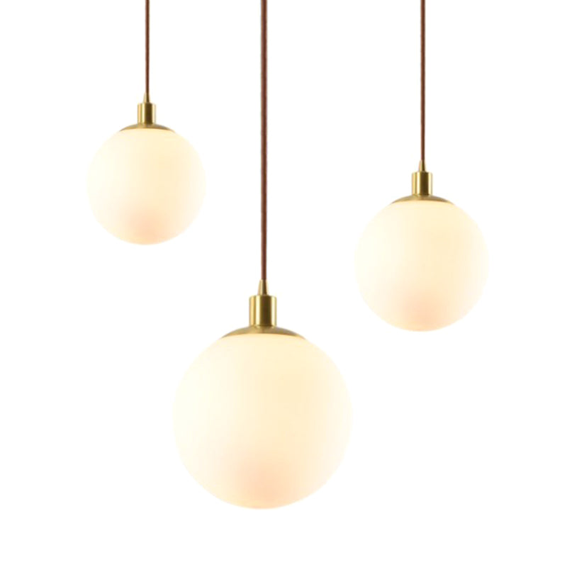 Sferische opalineglasverhangverlichting Eenvoudig met één bulb koperen plafond hanglampje