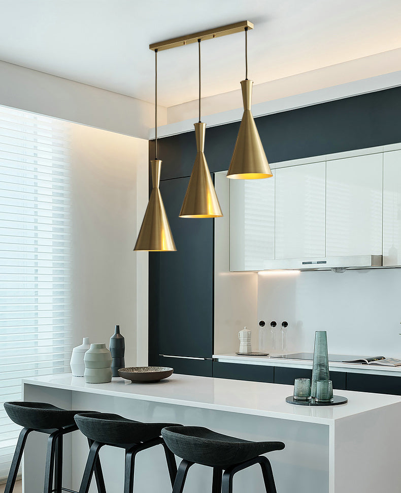 Horn Shaped Restaurant Hanging Light Metallic Postmodern Style Suspension Pendant Lamp