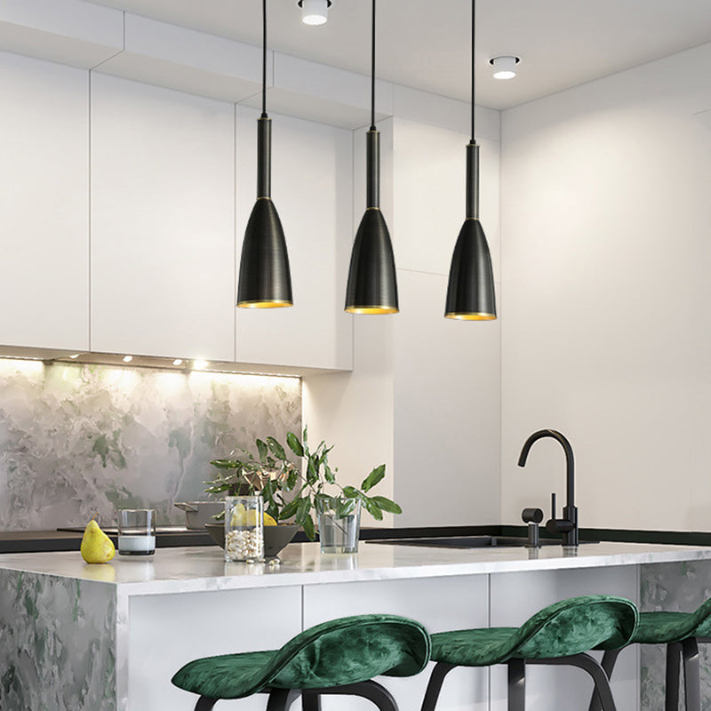 Metal Bell Pendant Lighting Fixture Postmodern Ceiling Hang Light for Dining Room