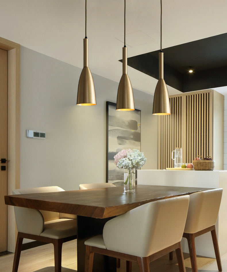 Metal Bell Pendant Lighting Fixture Postmodern Ceiling Hang Light for Dining Room