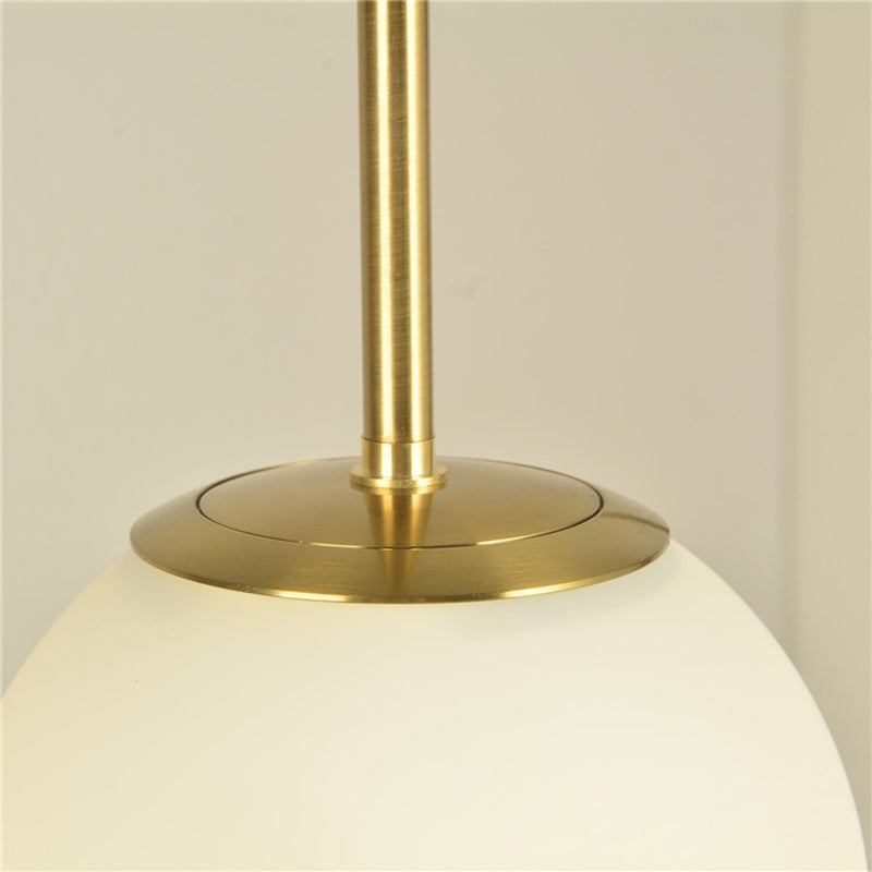 1-licht witte glasbol hanglamp gouden moderne stijl hangende verlichting met 43,3 "gesuspendeerde paal