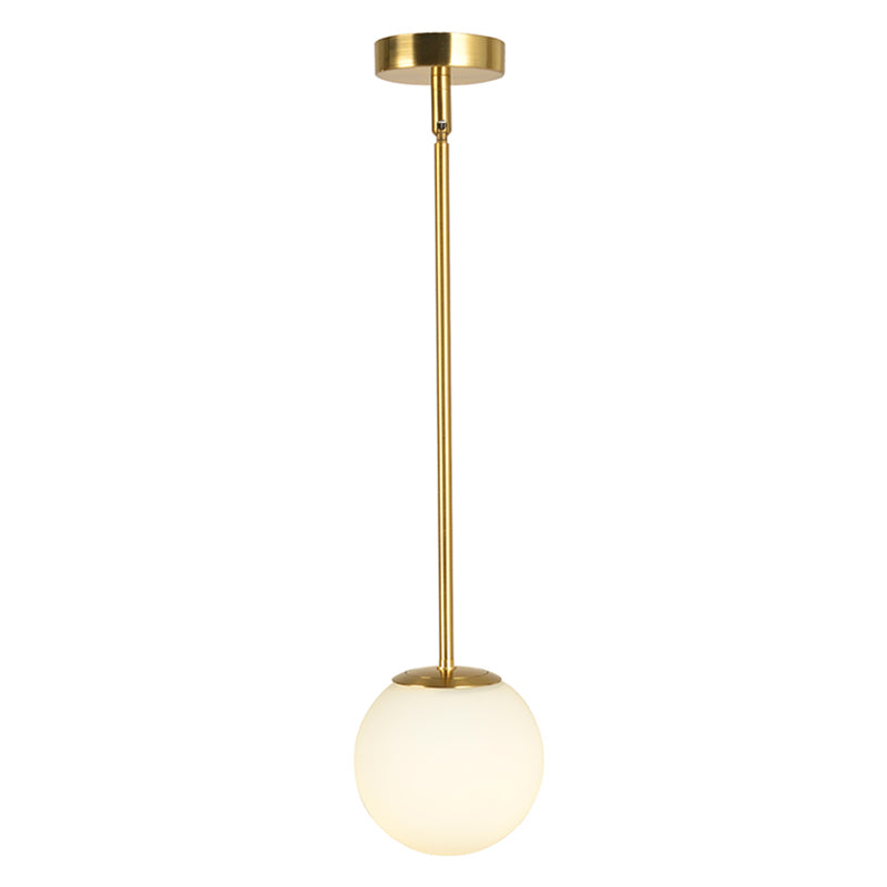 1-licht witte glasbol hanglamp gouden moderne stijl hangende verlichting met 43,3 "gesuspendeerde paal