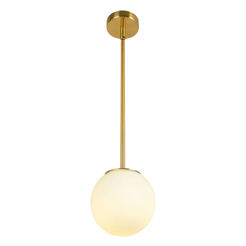 1-licht witte glasbol hanglamp gouden moderne stijl hangende verlichting met 43,3 "gesuspendeerde paal