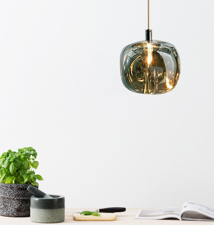 Glass Block Ceiling Pendant Light 1 Light Creative Hanging Light for Living Room Bar