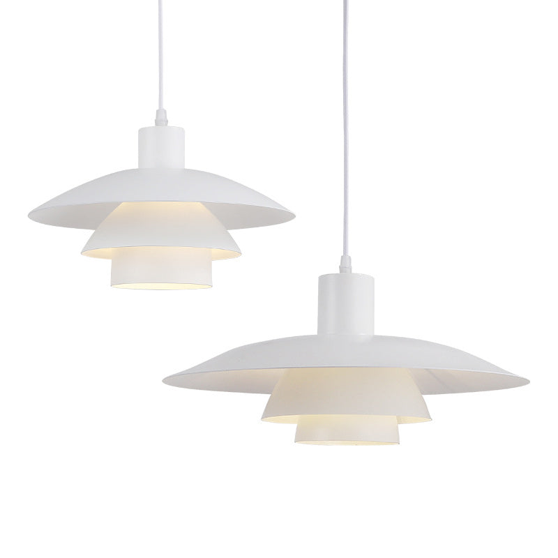 Diseño de capas blancas puras luz colgante de 1 luces Minimalismo Nórdico estilo de iluminación suspendida para cafetería