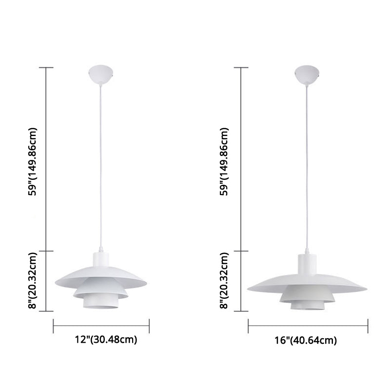 Diseño de capas blancas puras luz colgante de 1 luces Minimalismo Nórdico estilo de iluminación suspendida para cafetería