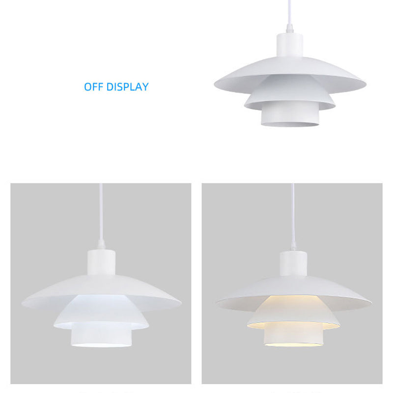 Diseño de capas blancas puras luz colgante de 1 luces Minimalismo Nórdico estilo de iluminación suspendida para cafetería