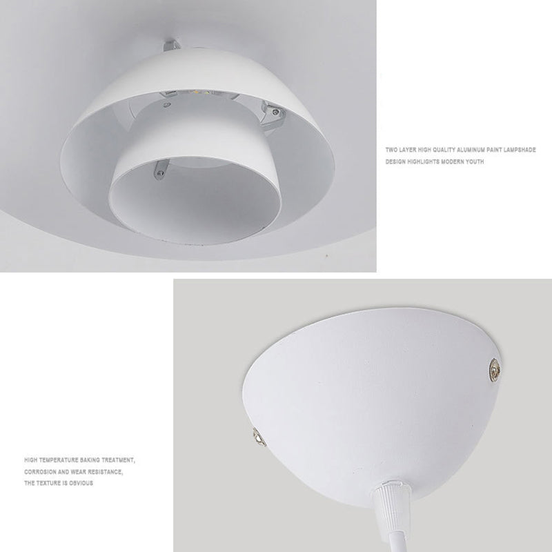 Diseño de capas blancas puras luz colgante de 1 luces Minimalismo Nórdico estilo de iluminación suspendida para cafetería