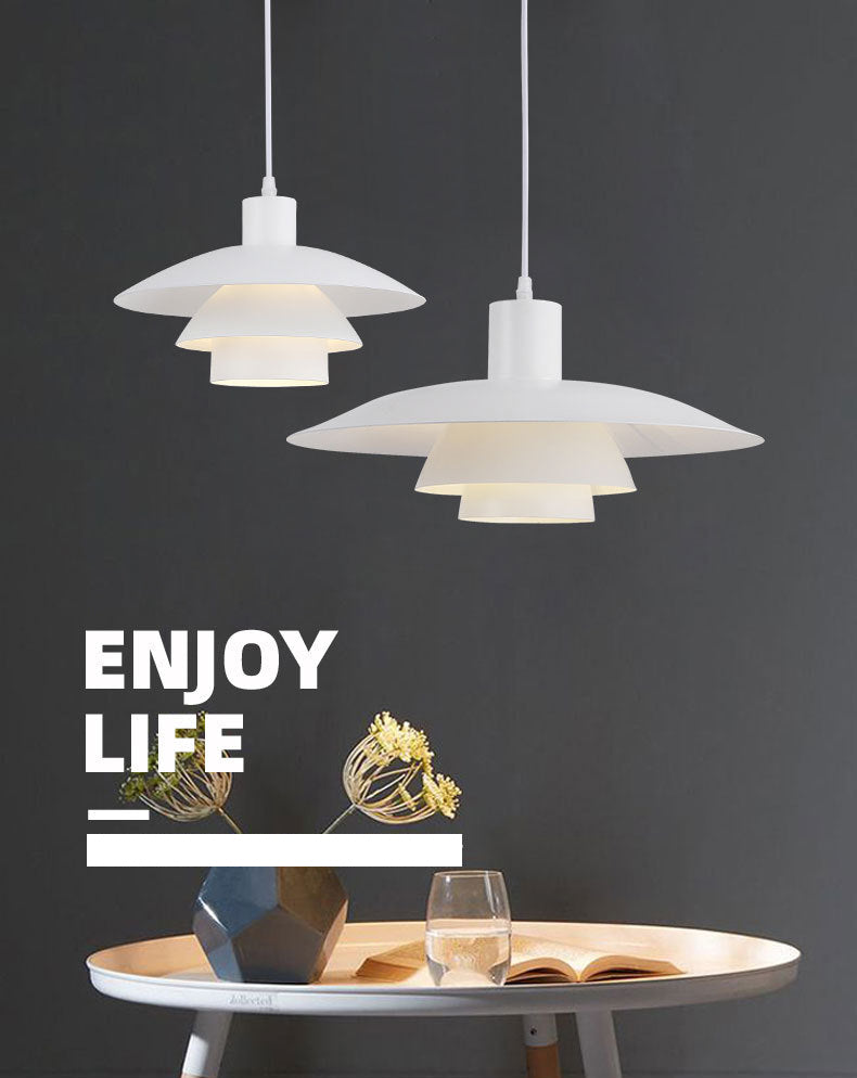 Diseño de capas blancas puras luz colgante de 1 luces Minimalismo Nórdico estilo de iluminación suspendida para cafetería
