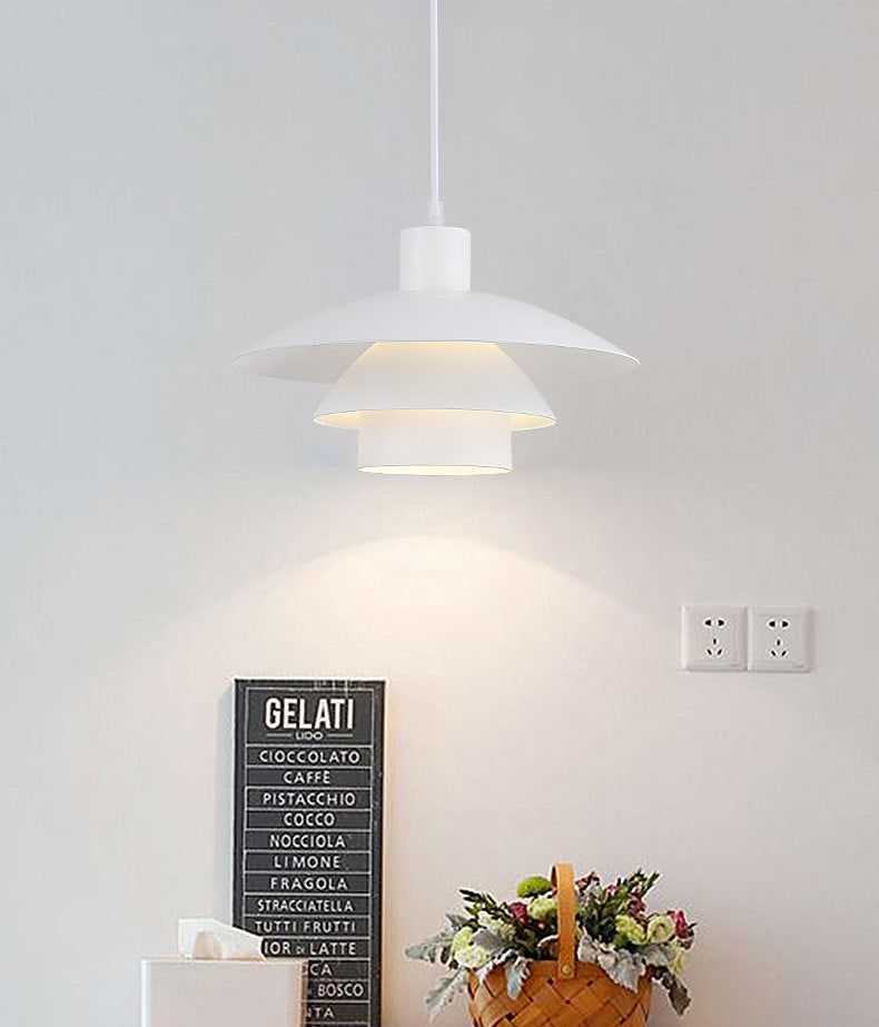 Diseño de capas blancas puras luz colgante de 1 luces Minimalismo Nórdico estilo de iluminación suspendida para cafetería