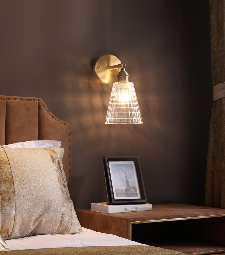 Mid Century Barrel Wall Mount Lighting Clear Glass Wall Mounted Light Fixture for Bedroom