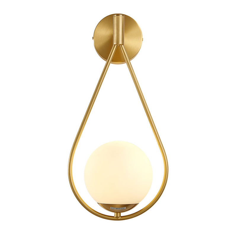 10.6 Inches Height Brass Wall Sconce with Frosted White Glass Shade Nordic Simplicity Style Wall Mount Lamp in Gold