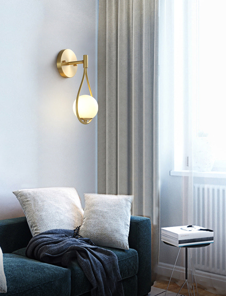 10.6 Inches Height Brass Wall Sconce with Frosted White Glass Shade Nordic Simplicity Style Wall Mount Lamp in Gold