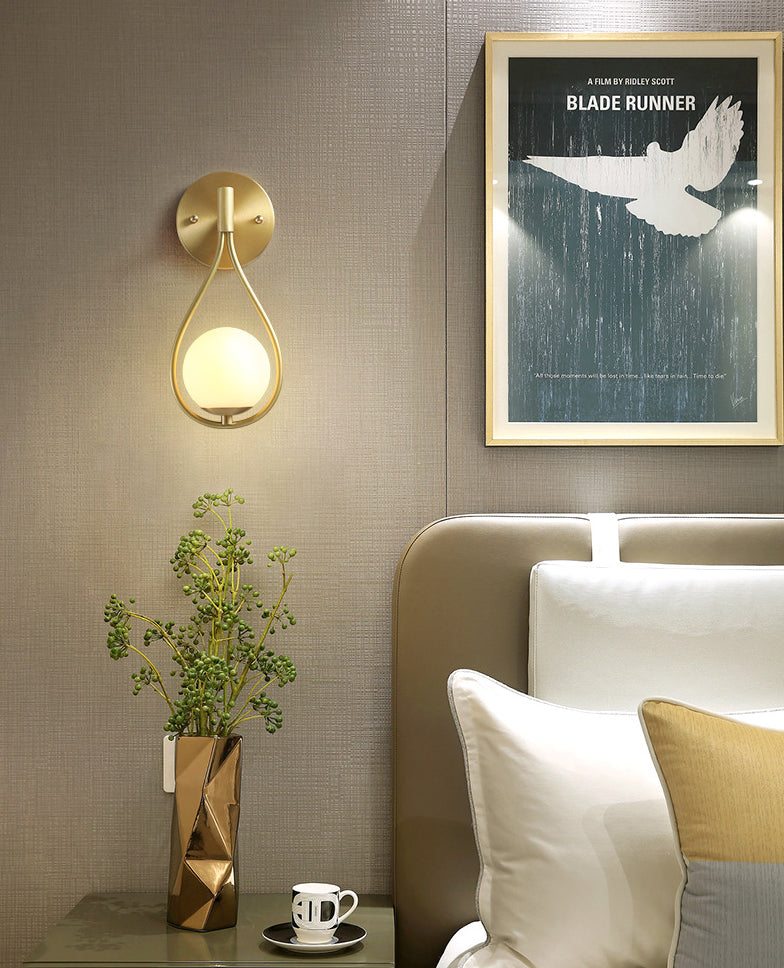 10.6 Inches Height Brass Wall Sconce with Frosted White Glass Shade Nordic Simplicity Style Wall Mount Lamp in Gold