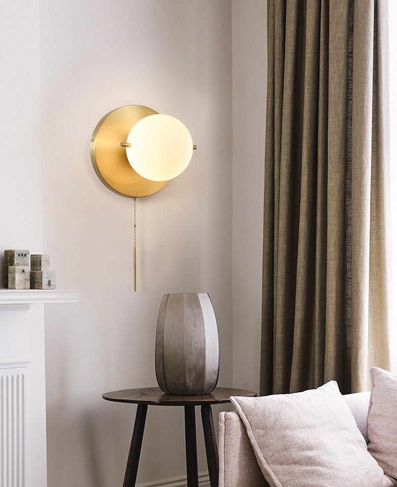 Simplicidad de latón apliques de pared de la noche con diseño de interruptor de mano de la lámpara de pared de 1 luces para el pasillo