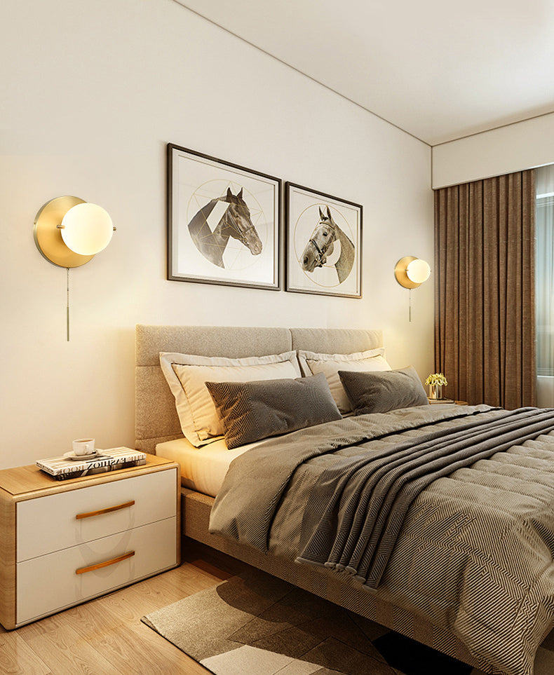 Simplicidad de latón apliques de pared de la noche con diseño de interruptor de mano de la lámpara de pared de 1 luces para el pasillo